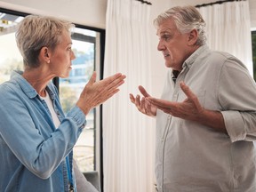 Mature couple fight before getting divorce