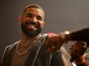 Drake speaks onstage during Drake's Till Death Do Us Part rap battle on Oct. 30, 2021 in Long Beach, Calif. 