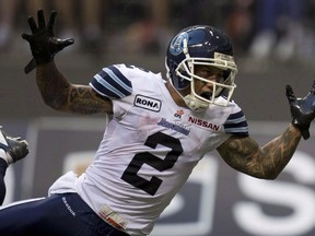 Chad Owens is going out as a Toronto Argonaut.&ampnbsp;Owens reacts to missing a pass in the end zone during second half CFL football action against the B.C. Lions in Vancouver, B.C., Saturday, Sept. 15, 2012.