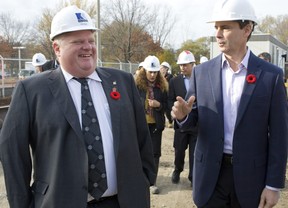 Premier Dalton McGuinty along with Mayor Rob Ford, paid a visit to Eglinton-Scarborough Crosstown LRT construction site at Eglinton Av. W. and Black Creek Dr. in Toronto on Wed. Nov. 9, 2011.