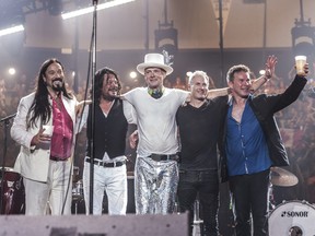 The Tragically Hip after the final show of their Man Machine Poem tour in Kingston.