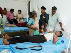 Victims recieve medical treatment at the Government Medical College hospital in Ernakulam after a series of explosion took place during a Jehovah Witnesses meeting at a convention centre in Kalamassery near the port city of Kochi on Oct. 29, 2023.