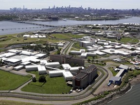 This aerial photo shows Rikers Island