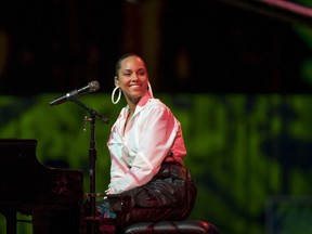 Singer Alicia Keys performs during the opening keynote of the 2019 DreamForce conference in San Francisco, California, U.S., on Tuesday, Nov. 19, 2019.