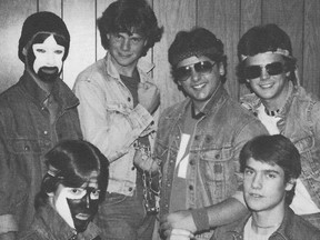 This photo from the Kingston Collegiate and Vocational Insitute 1982 yearbook features Tragically Hip frontman Gord Downie, Mauro Sepe, drummer of The Mahones, and the Hip's Paul Langlois.