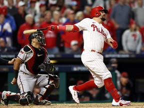 Schwarber homers twice as Phillies power past Arizona in NLCS