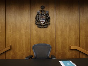 A judges' bench is shown at the Edmonton Law Courts building, in Edmonton on Friday, June 28, 2019.