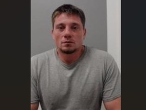 Simeon Vrantsidis, 41, of Georgina, is wanted for allegedly uttering threats and stealing a vehicle in Port Bolster, Ont., on Monday, Oct. 9, 2023.