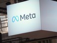 FILE - The Meta logo is seen at the Vivatech show in Paris, France, on June 14, 2023. A group of 33 states including California and New York are suing Meta Platforms Inc. for harming young people's mental health and contributing the youth mental health crisis by knowingly designing features on Instagram and Facebook that addict children to its platforms.