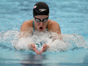Sydney Pickrem, of Halifax, swims in her heat of the women's 200m breaststroke during the world swimming short course championships in Melbourne, Australia, Friday, Dec. 16, 2022. ;Pickrem won gold for Canada in the 200-metre medley at the World Aquatics Swimming World Cup event on Sunday.