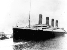The Titanic leaves Southampton, England, April 10, 1912, on her maiden voyage. The company that owns the salvage rights to the Titanic shipwreck has cancelled plans to retrieve more artifacts from the site because the leader of the upcoming expedition died in the Titan submersible implosion, according to documents filed in a U.S. District Court on Wednesday, Oct. 11, 2023. (AP Photo/File)