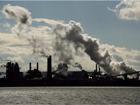 The steel mills in the Hamilton waterfront harbour