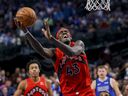 Toronto Raptors forward Pascal Siakam (43) scores during the second half against the Dallas, Mavericks.