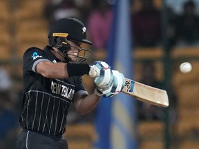 New Zealand's Mark Chapman during the ICC Men's Cricket World Cup match between New Zealand and Sri Lanka.