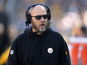 Pittsburgh Steelers offensive coordinator Matt Canada stands on the sidelines.