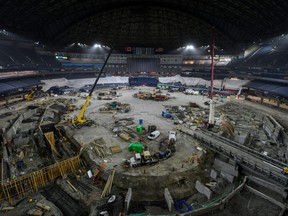 A view of construction at Rogers Centre taken on Nov. 13, 2023.
