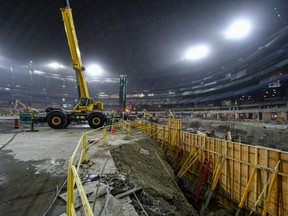 A view of construction at Rogers Centre.