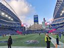Field level after the Seahawks win over the Arizona Cardinals at Lumen Field in Seattle.