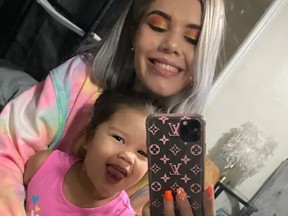 Aleisha Noganosh is seen in this undated GoFundMe pic with her daughter Wynona, 2, who was beaten to death by her former fiance Rodrigo Flores-Romero in 2021.