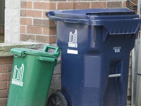 City of Toronto green and blue bins are pictured in this file photo.