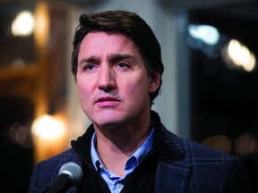 Prime Minister Justin Trudeau speaks during a reception at the Quidi Vidi Brewery in St. John's on Thursday, Nov. 23, 2023.