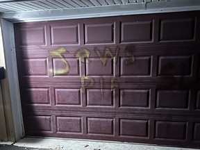 Anti-Semitic graffiti on a Washago, Ont. home.