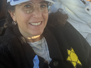Olga Goldberg on the bus heading to Washington D.C.'s March for Israel