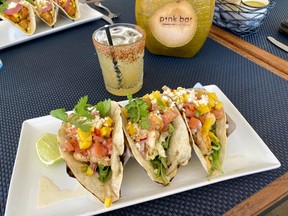 Delicious lobster tacos and a cocktail for lunch at Wymara Resort. CYNTHIA MCLEOD/TORONTO SUN