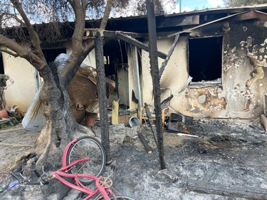 A quarter of the homes in Kibbutz Reim, Israel, were destroyed by fire or explosions.