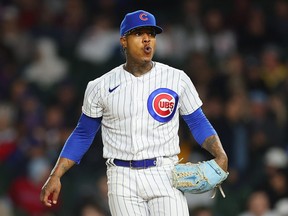 Marcus Stroman of the Chicago Cubs reacts after a strikeout against the Pittsburgh Pirates during the sixth inning at Wrigley Field on June 15, 2023 in Chicago, Ill.