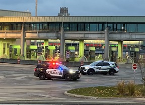 The Canadian side of the Rainbow Bridge in Niagara Falls is closed following a fiery crash that killed two people on the New York side of the border Wednesday morning.