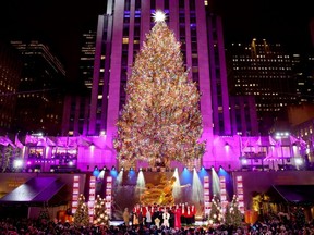 A view of the lit tree during the 2023 Rockefeller Center Christmas Tree Lighting Ceremony at Rockefeller Center in New York City, Wednesday, Nov. 29, 2023.