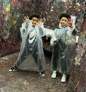 Kentucky mother Tiffanie Lucas is charged with murdering her two young sons, seen here at a painting outing.