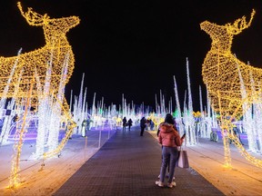 Visitors at Illumi, which ignites the night with more than 20 million brilliant lights in 14 magical universes on a 600,000-square foot site.