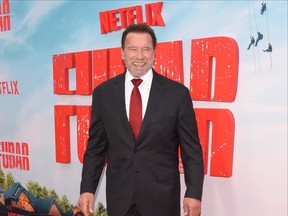 Arnold Schwarzenegger is pictured at the Los Angeles premiere of of Netflix's FUBAR in May 2023.