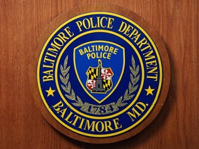 seal of the Baltimore Police Department is seen
