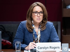 Carolyn Rogers, Senior Deputy Governor at the Bank of Canada waits to appear as a witness before the Senate of Canada Standing Commitee on Banking, Commerce and the Economy in Ottawa, April 20, 2023.