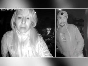 Toronto Police releaased this image of two people wanted in an alleged break-in in East York.