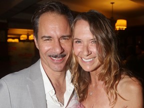 Eric McCormack and wife Janet Holden are pictured at the after-party for The Cottage on Broadway in July 2023.