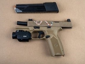 A gun and ammunition seized on Friday, Nov. 3, 2023, by Peel police.