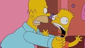 Homer Simpson strangles son Bart on The Simpsons.