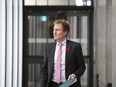 Immigration, Refugees and Citizenship Minister Marc Miller arrives to hold a press conference on Parliament Hill in Ottawa on Wednesday, Nov. 1, 2023.