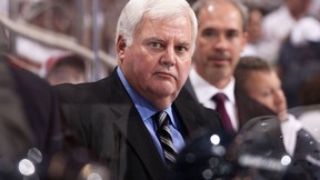 GLENDALE, AZ - OCTOBER 10: Head coach Ken Hitchcock of the Columbus Blue Jackets looks during the NHL game against the Phoenix Coyotes at Jobing.com Arena on October 10, 2009 in Glendale, Arizona. The Blue Jackets defeated the Coyotes 2-0. (Photo by Christian Petersen/Getty Images)