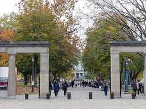 The Roddick Gates at the entrance to McGill University in Montreal, Friday, Nov. 3, 2023.