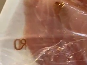 Worm in package of fish purchased at Metro location in Toronto.