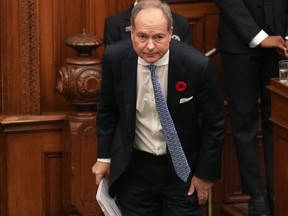 Finance Minister Peter Bethlenfalvy attends question period in Queen's Park in Toronto on Thursday, Nov. 2, 2023.