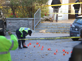 A woman who was killed in a North York parking lot may have been intentionally hit by the driver of a vehicle, according to Toronto Police. Four people were struck by a vehicle at 12:40 p.m. on Nov. 15,, 2023 at 250 Cassandra Blvd. in North York. Two people were rushed to hospital with serious injuries. (Jack Boland, Toronto Sun)