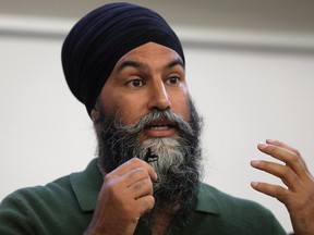 NDP Leader Jagmeet Singh speaks to students at a University of Alberta event on Aug. 16, 2023.