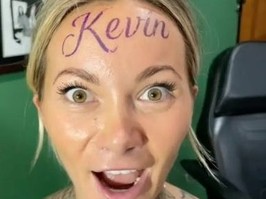 ana stanskovsky posted herself getting her boyfriend’s first name inked on her forehead.