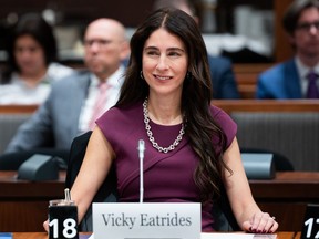 Vicky Eatrides, Chairperson and CEO of the Canadian Radio-television and Telecommunications Commission (CRTC) waits to appear before the Standing Committee on Public Accounts (PACP) on Parliament Hill in Ottawa, Thursday, Oct. 5, 2023.